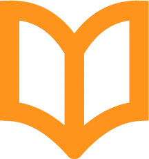Icone d'un livre ouvert en orange.